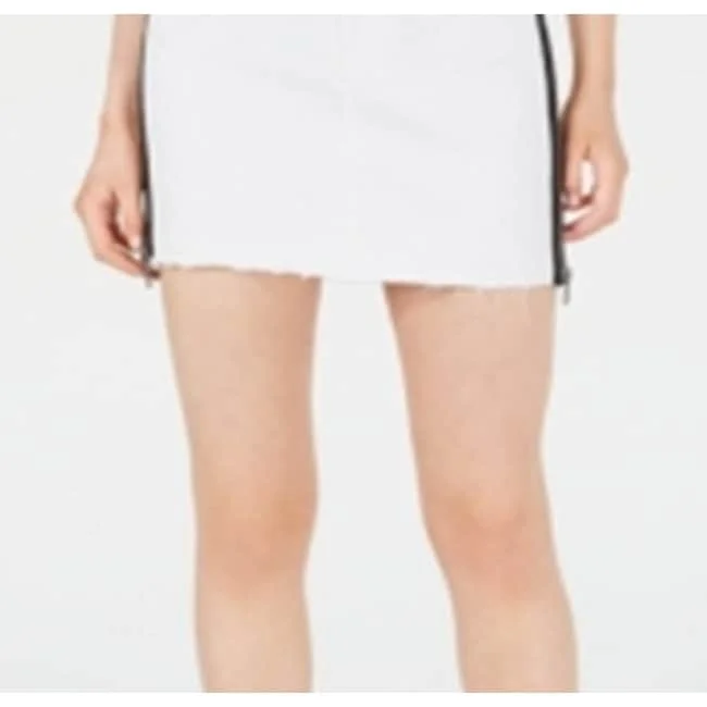 Kendall + Kylie Women's Raw Hem Short Denim Skirt White Size 26