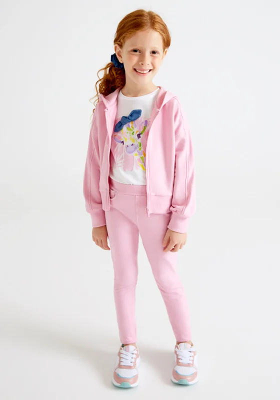 Mayoral Girls Twill Skinny Trousers, Pink