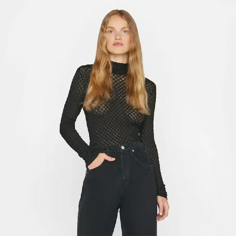 Mesh Lace Turtleneck (Noir)