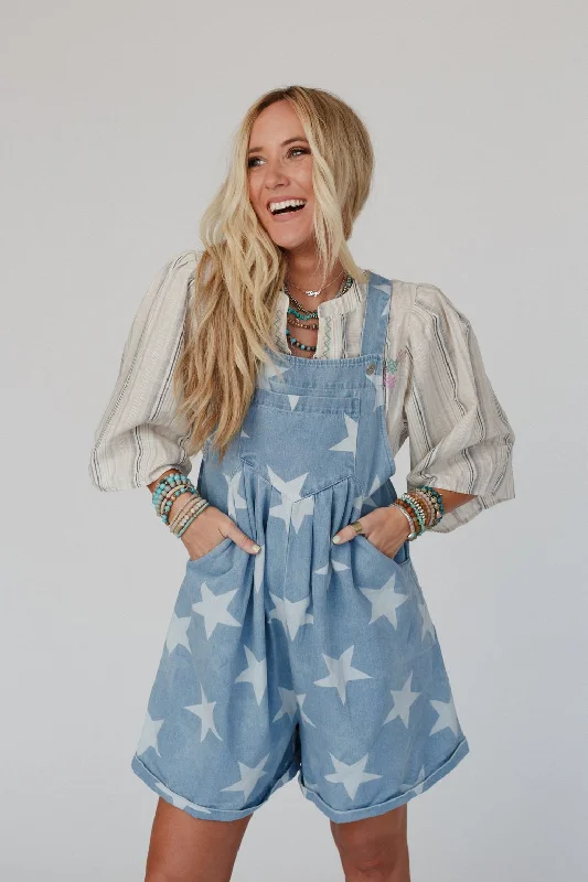 Moonlit Skies Wide Leg Romper - Denim