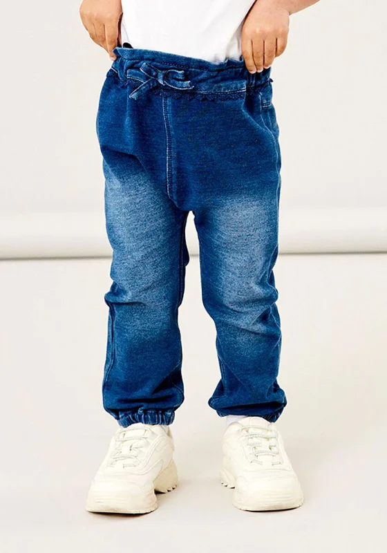 Name It Mini Girl Bibi Baggy Fit Jeans, Dark Blue Denim