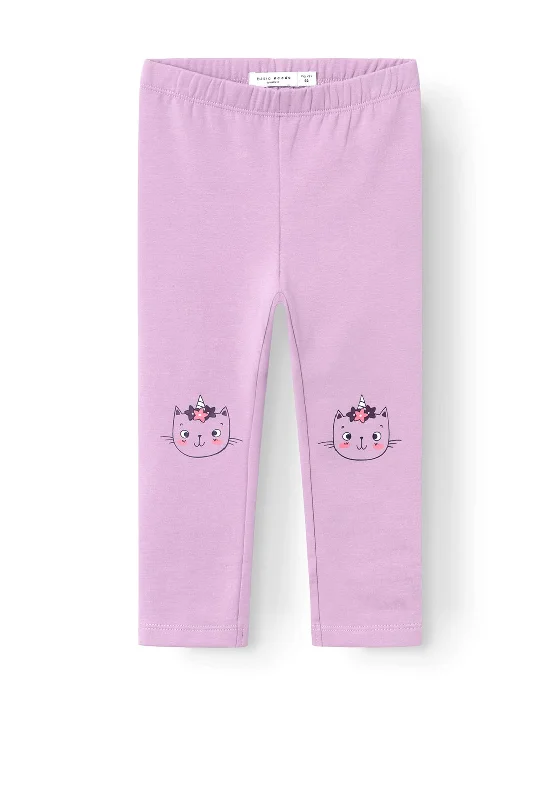 Name It Mini Girl Davina Cat Print Legging, Lavender Mist