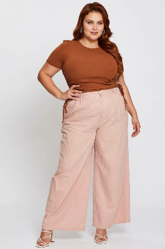 Pink High Waist Wide Leg Pant