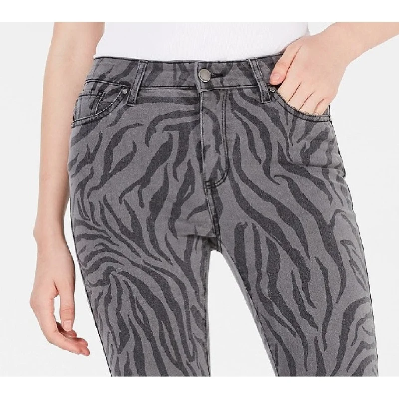 Tinseltown Juniors' Zebra-Print Skinny Jeans Gray Size 3