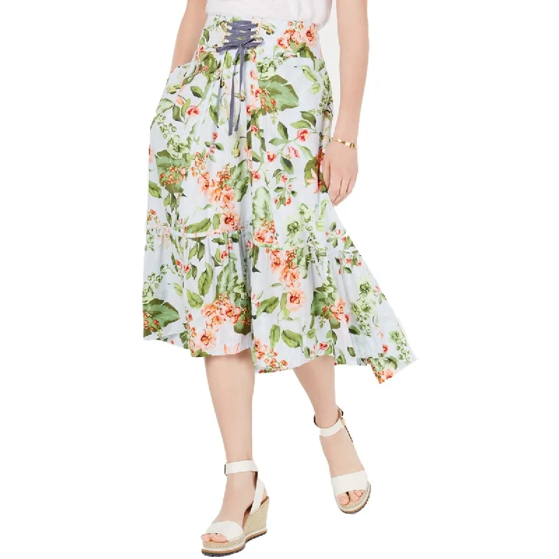 Tommy Hilfiger Women's Floral Midi Circle Skirt Orange Size 4