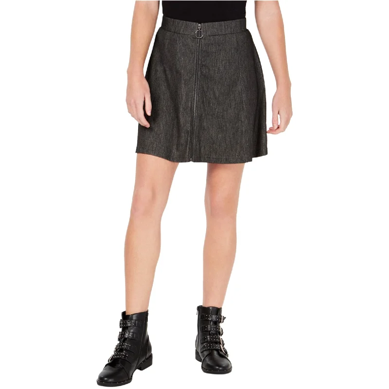 Ultra Flirt Womens Zip Front Skater Skirt, Black, Large