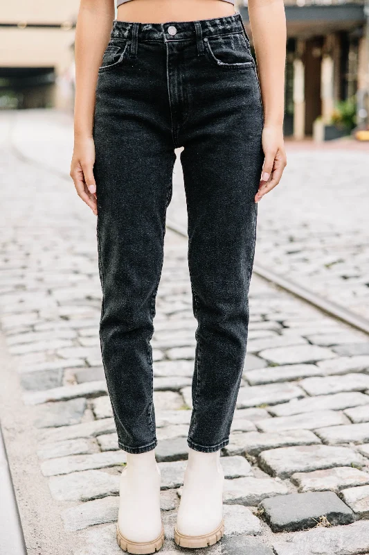 Walk This Way Black High Rise Mom Jeans