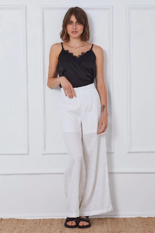 White Wide Leg Pants High Waist