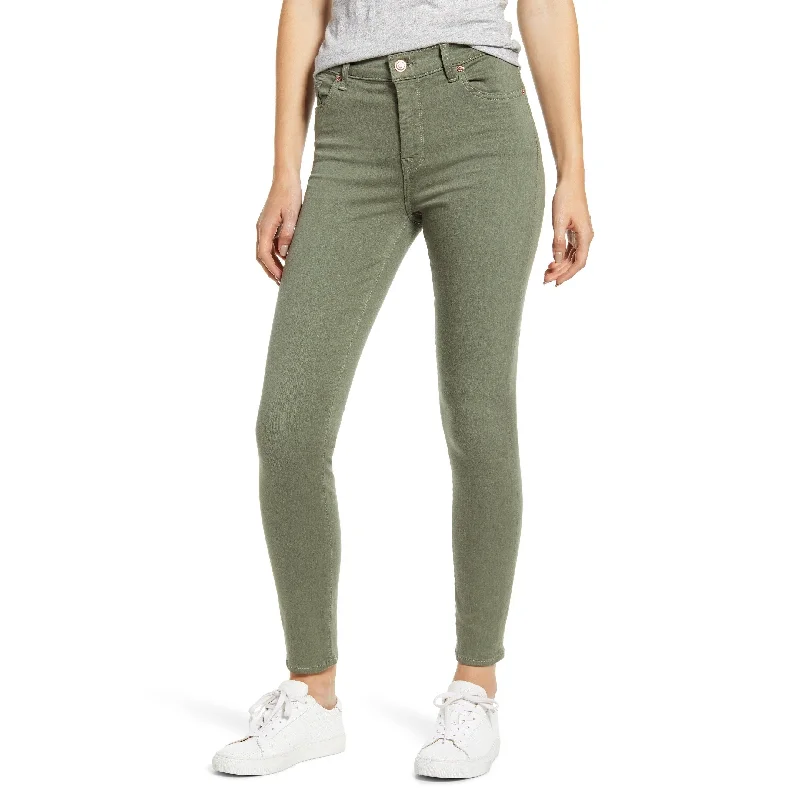 7 For All Mankind Women's High Waist Ankle Skinny Jeans Green Size 28