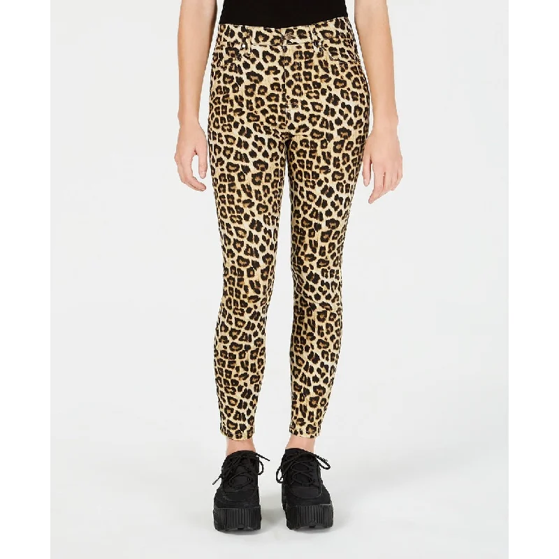 Celebrity Pink Juniors' Cheetah-Print Skinny Ankle Jeans Black Size 7