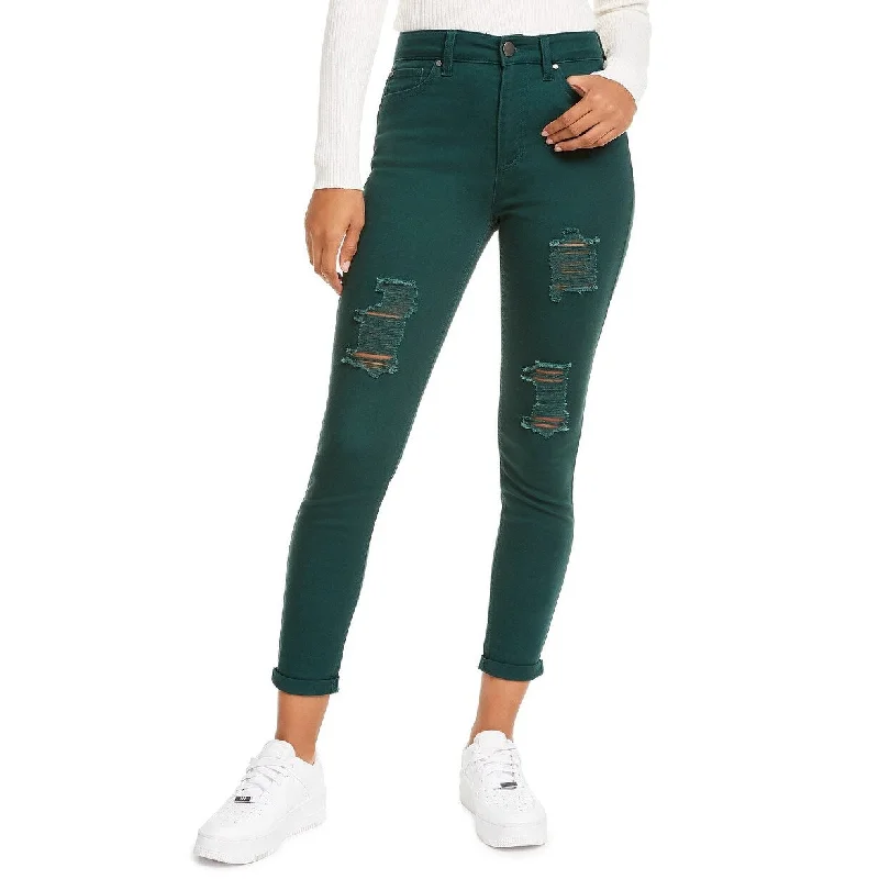 Tinseltown Juniors' Distressed Skinny Jeans Green Size 0