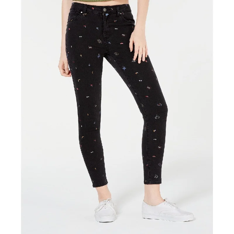 Tinseltown Juniors' Graphic-Print Skinny Jeans Black Size 7